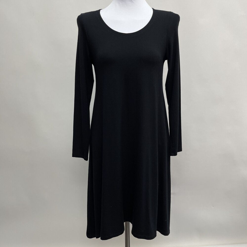 Eileen Fisher Women's Dress‎ Petite Medium Black Long Sleeve